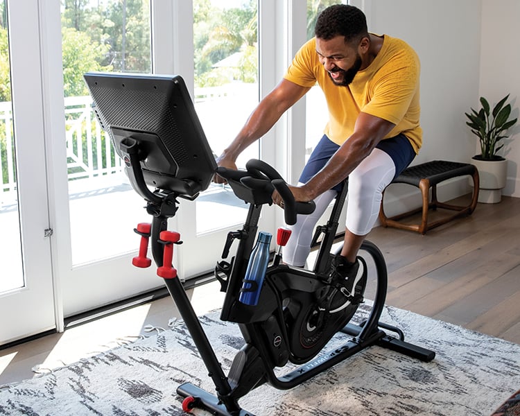 Man riding the VeloCore bike.