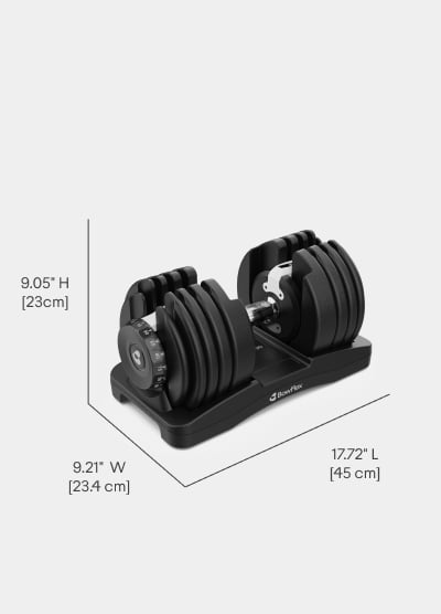 Results Series 90 Dumbbells Dimensions Per Dumbbell - Length 17.72 inches, Width 9.21 inches, Height 9.05 inches