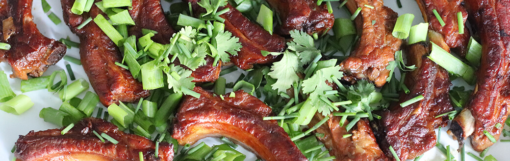 Ribs, cilantro, and green onions.