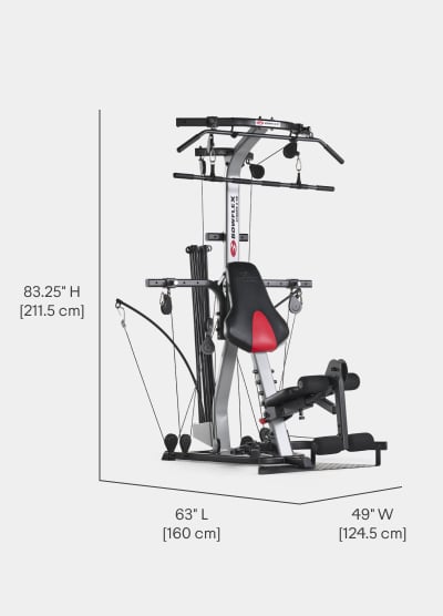 X2SE Home Gym Dimensions - Length 63 inches, Width 49 inches, Height 83.25 inches