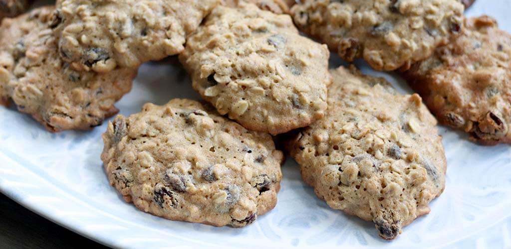 Oatmeal Raisin Cookies on a serving dish.