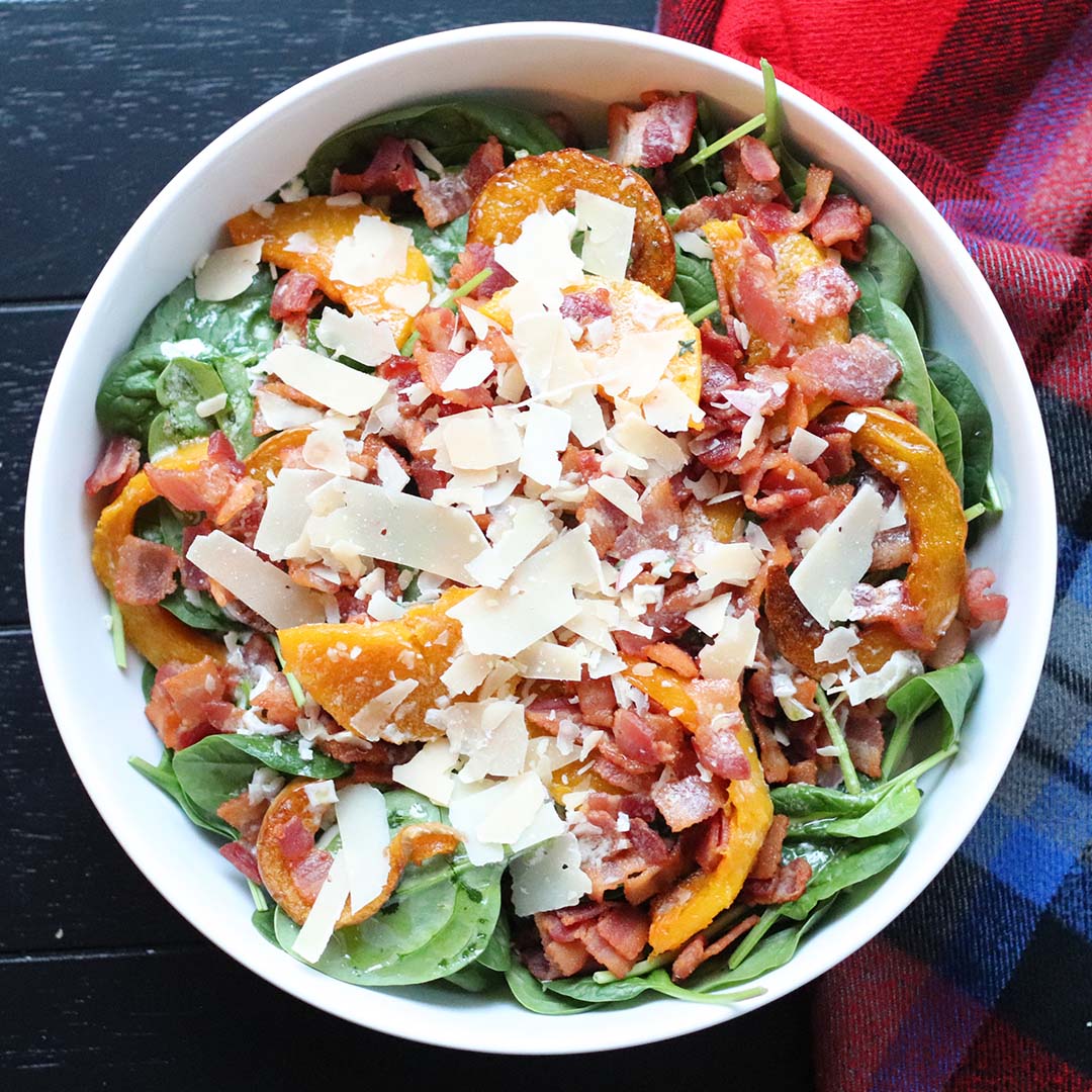 Butternut Squash Spinach Salad with Bacon and Goat Cheese BowFlex