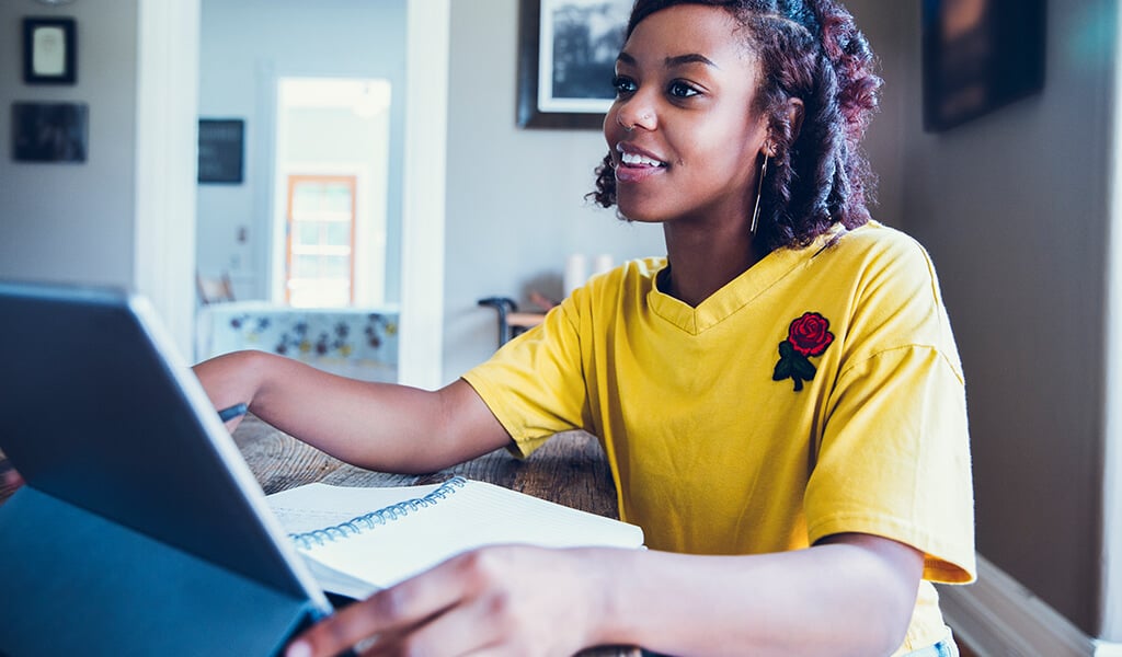 A woman making plans for the year.