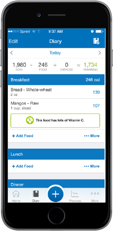 TreadClimber App - Track nutritional data
