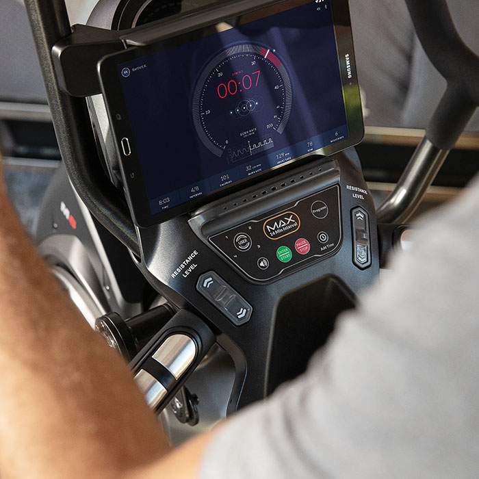 Console with magnetic media rack (tablet not included)
